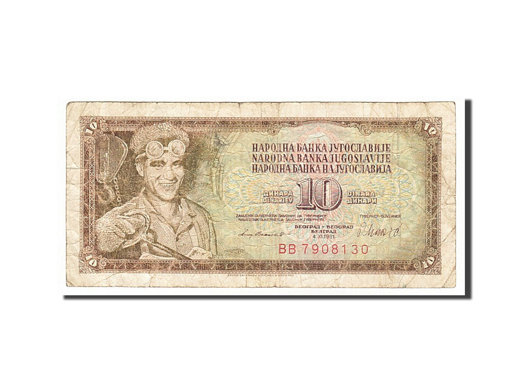 Banknote, Yugoslavia, 10 Dinara, 1981, 1981-11-04, F(12-15)