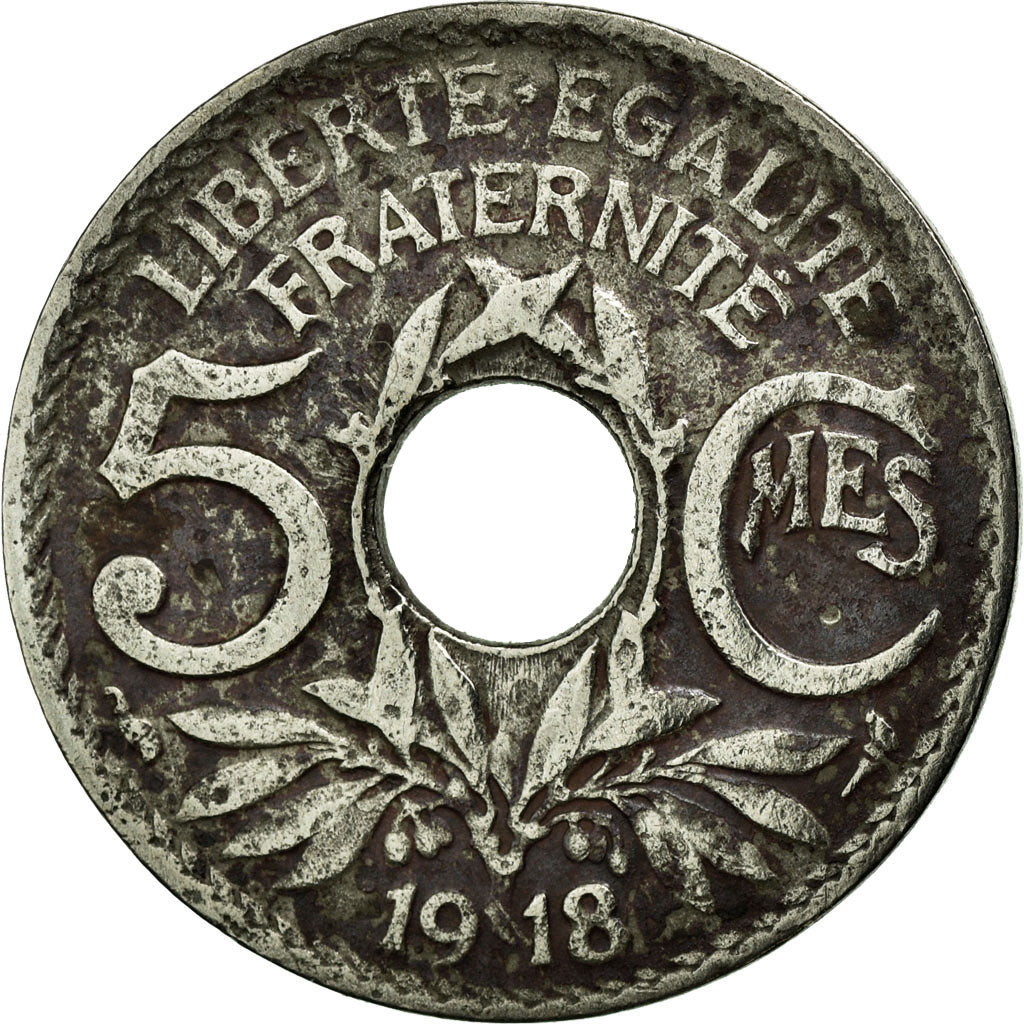Moneta, Francia, Lindauer, 5 Centimes, 1918, MB, Rame-nichel, KM:865