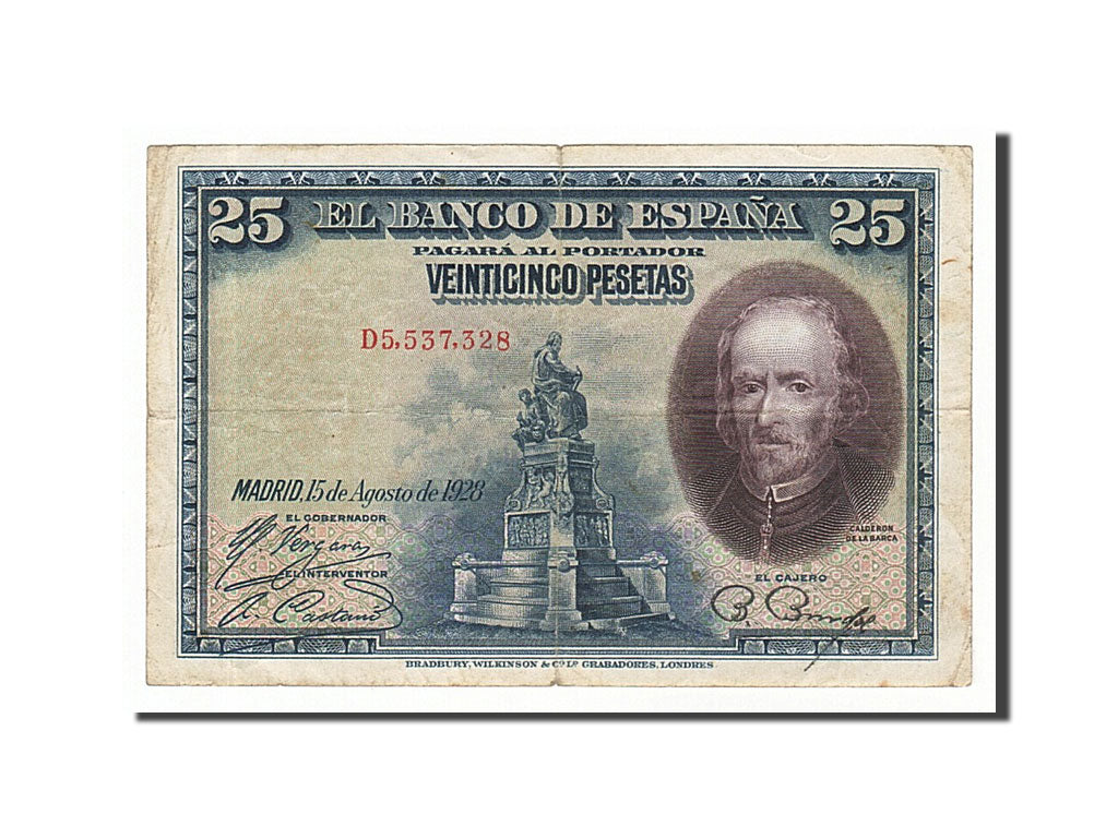 Billete, 25 Pesetas, 1928, España, 1928-08-15, BC