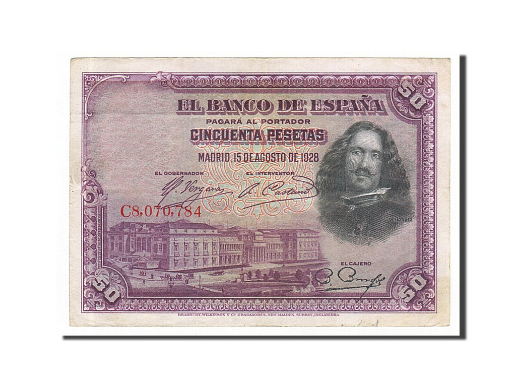 Banknote, Spain, 50 Pesetas, 1928, 1928-08-15, AU(55-58)
