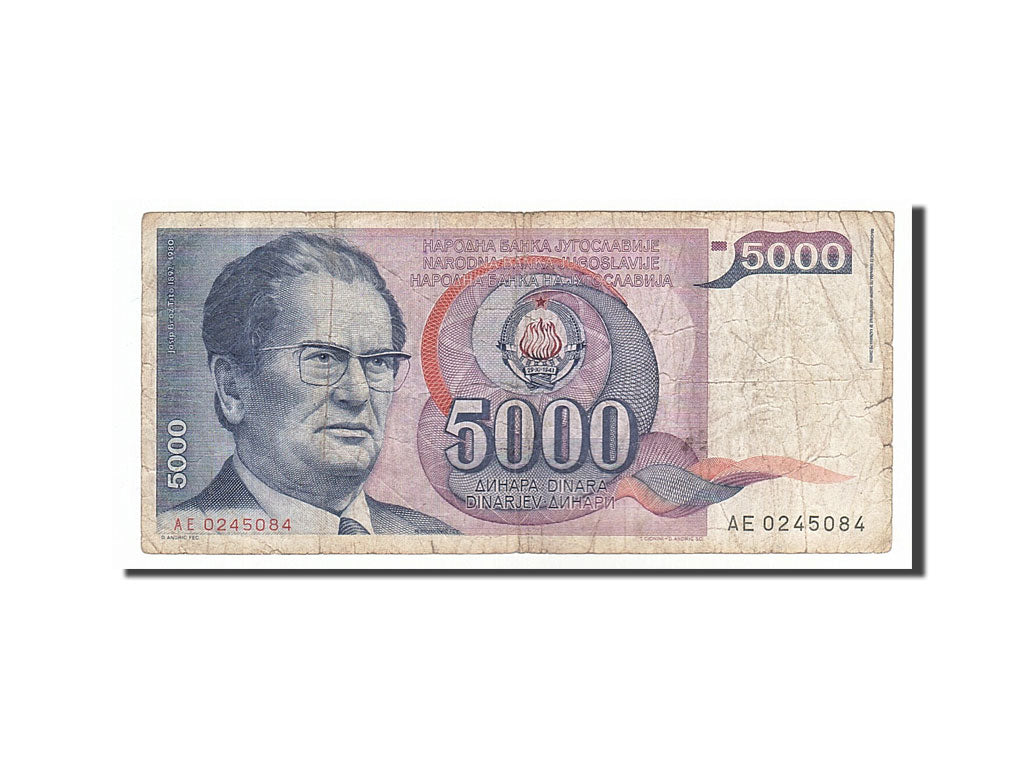 Banknote, Yugoslavia, 5000 Dinara, 1985, 1985-05-01, VF(20-25)