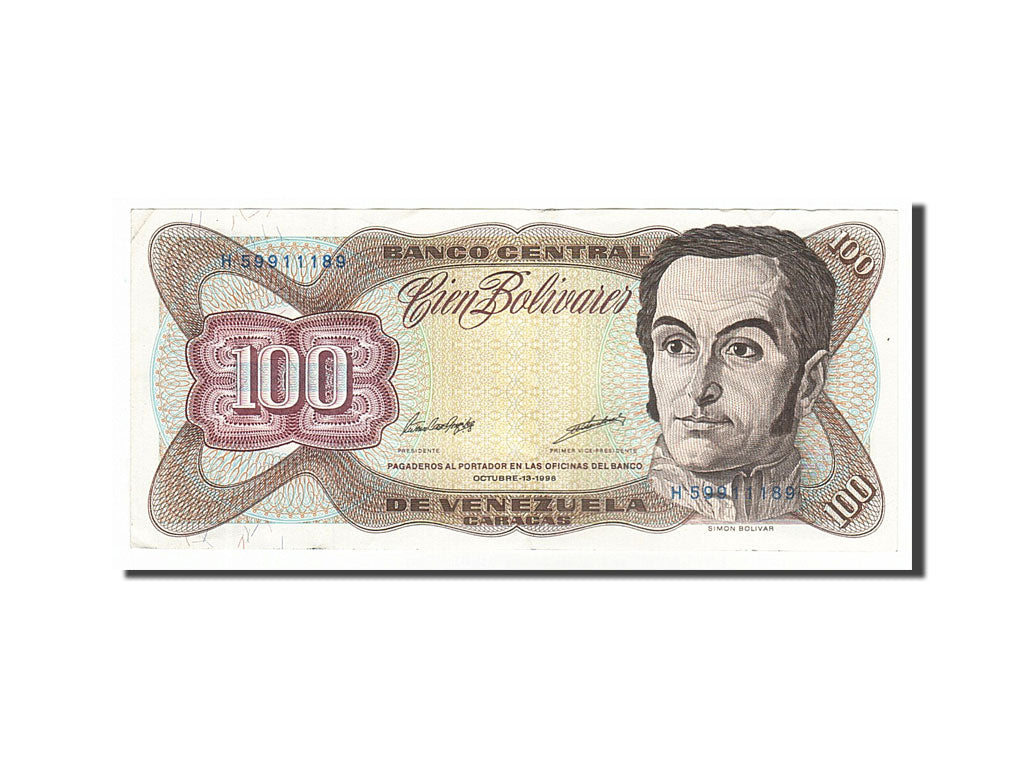 Banknote, Venezuela, 100 Bolivares, 1998, 1998-10-13, AU(50-53)