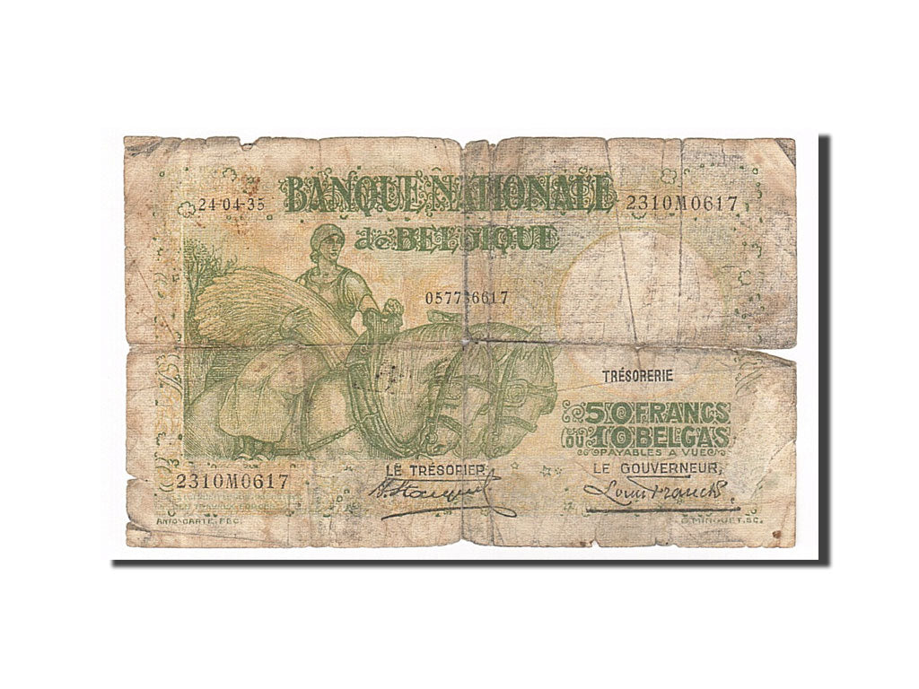 Banconote, Belgio, 50 Francs-10 Belgas, 1935, 1935-04-24, B