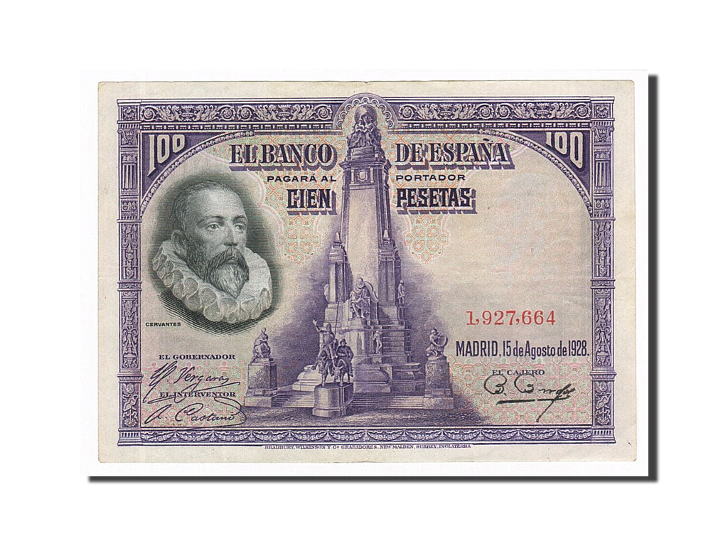 Banknote, Spain, 100 Pesetas, 1928, 1928-08-15, AU(55-58)