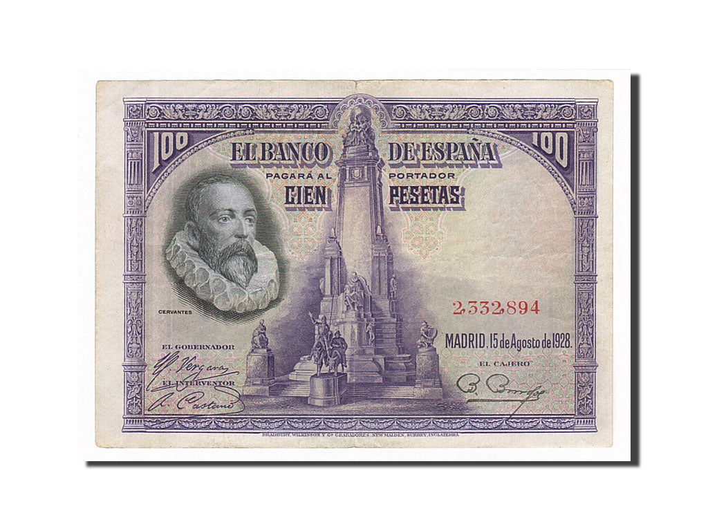Banknote, Spain, 100 Pesetas, 1928, 1928-08-15, AU(50-53)