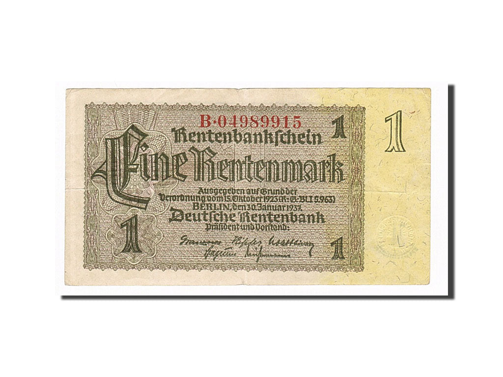 Banknote, Germany, 1 Rentenmark, 1937, 1937-01-30, EF(40-45)