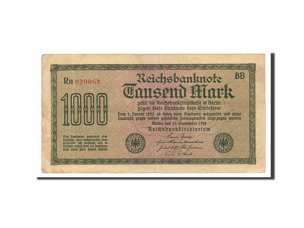 Banknote, Germany, 1000 Mark, 1922, 1922-09-15, VF(30-35)