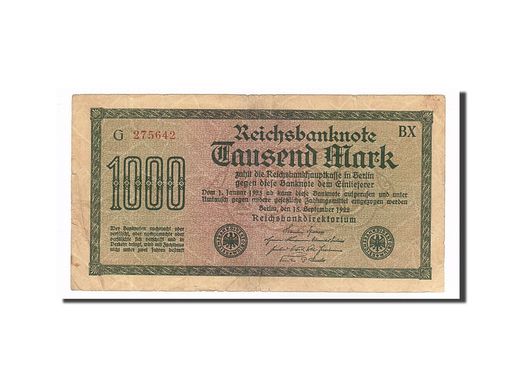Banknote, Germany, 1000 Mark, 1922, 1922-09-15, VF(20-25)