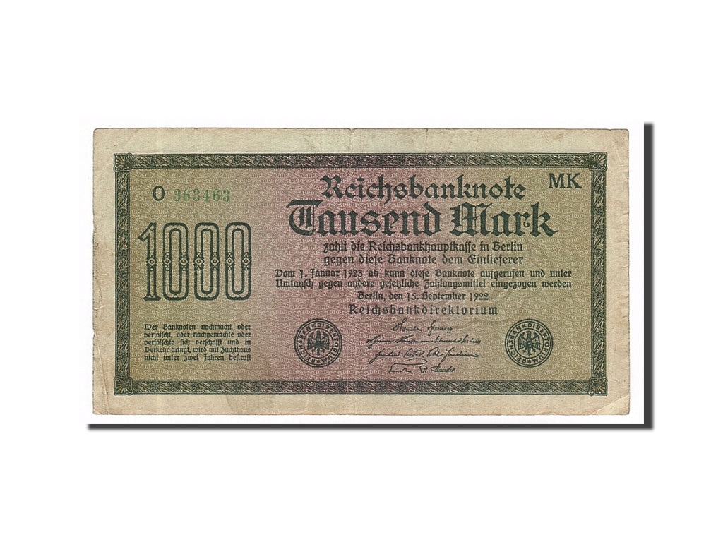 Banknote, Germany, 1000 Mark, 1922, 1922-09-15, VF(30-35)