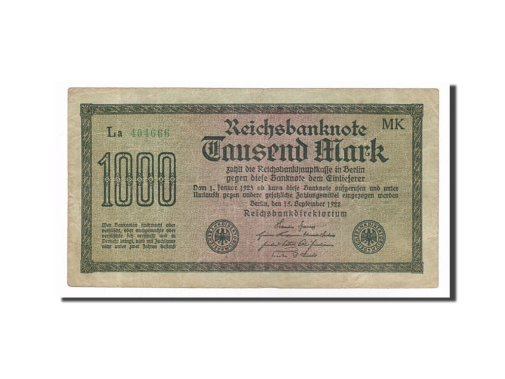 Banknote, Germany, 1000 Mark, 1922, 1922-09-15, EF(40-45)