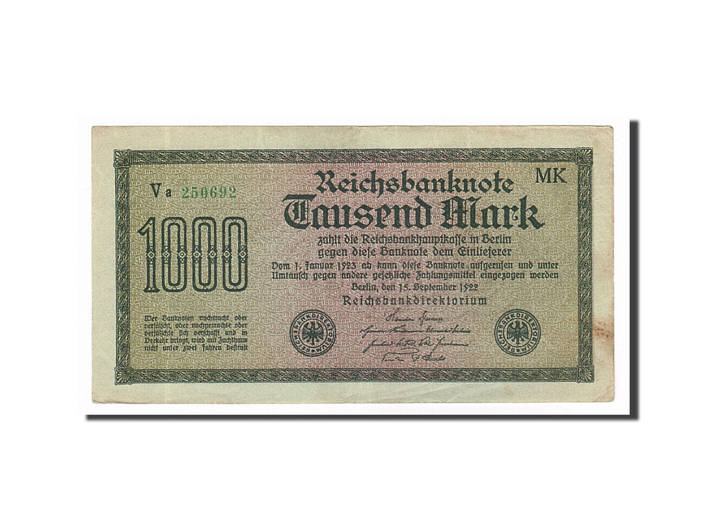 Banknote, Germany, 1000 Mark, 1922, 1922-09-15, AU(55-58)