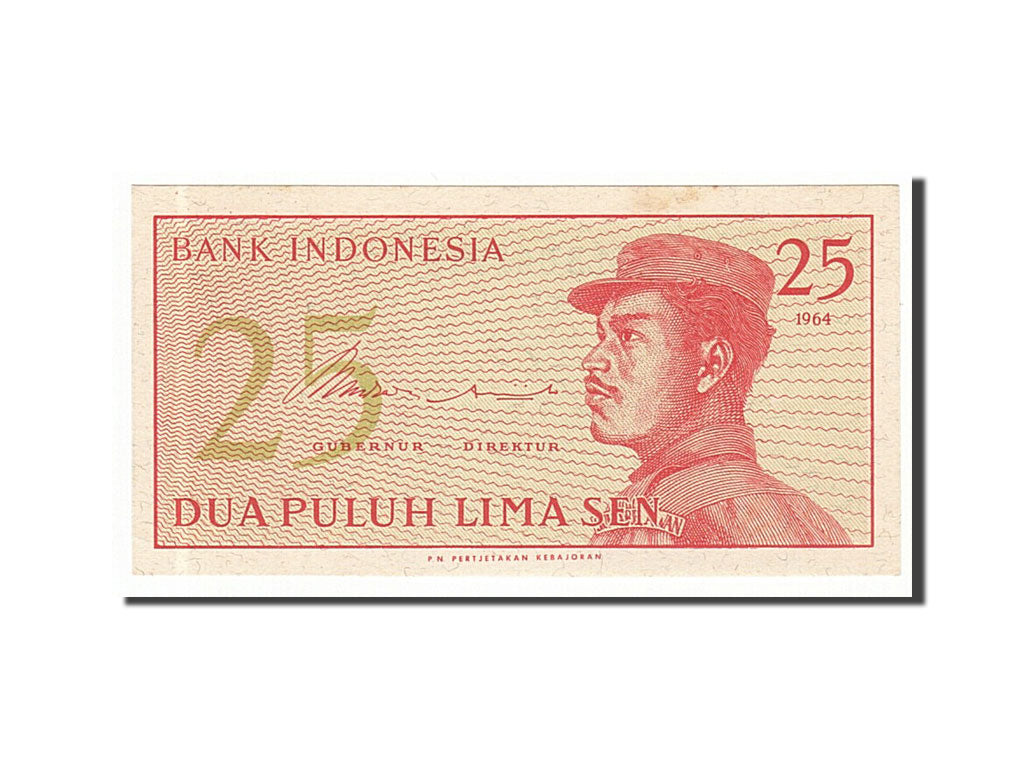Biljet, Indonesië, 25 Sen, 1964, SPL