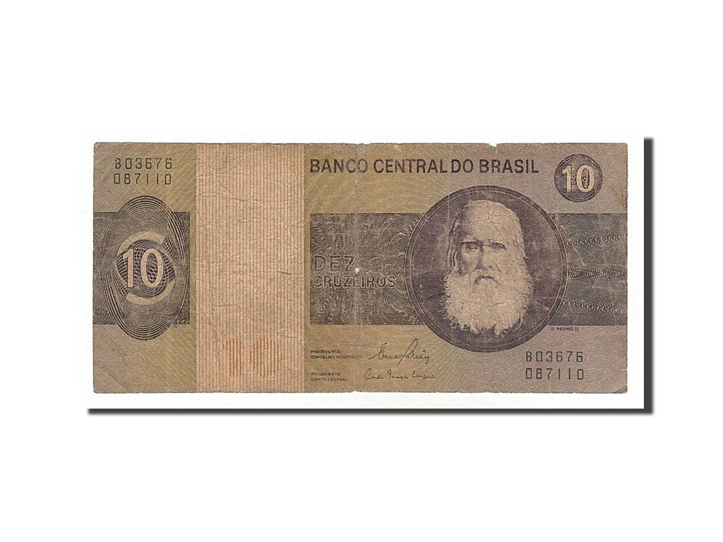 Banknote, Brazil, 10 Cruzeiros, 1970, VG(8-10)