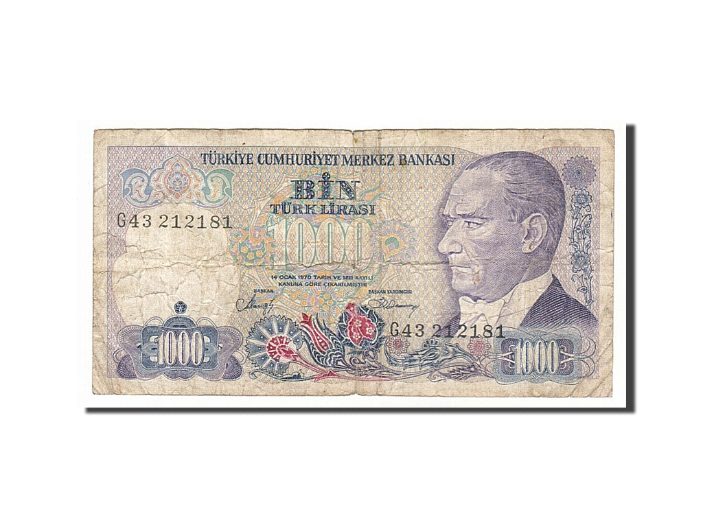 Banknote, Turkey, 1000 Lira, 1986, F(12-15)