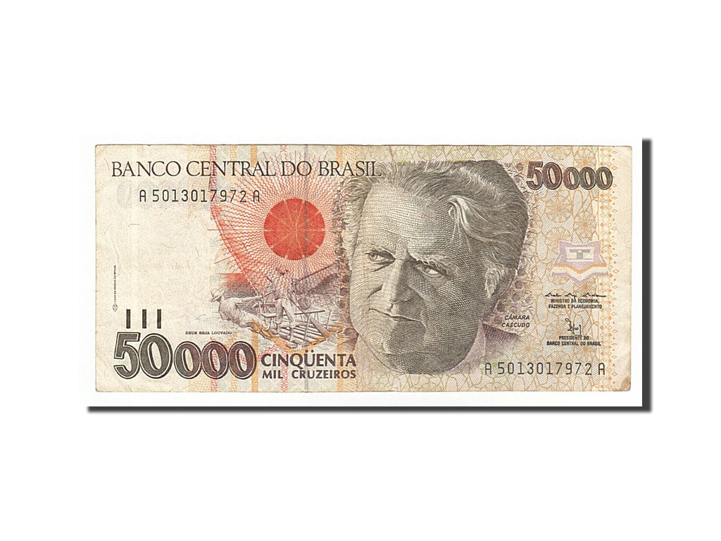 Banknote, Brazil, 50,000 Cruzeiros, 1992, VF(20-25)