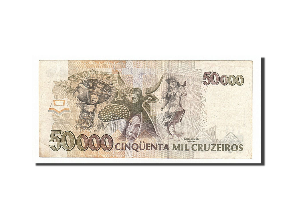 Banknote, Brazil, 50,000 Cruzeiros, 1992, VF(20-25)