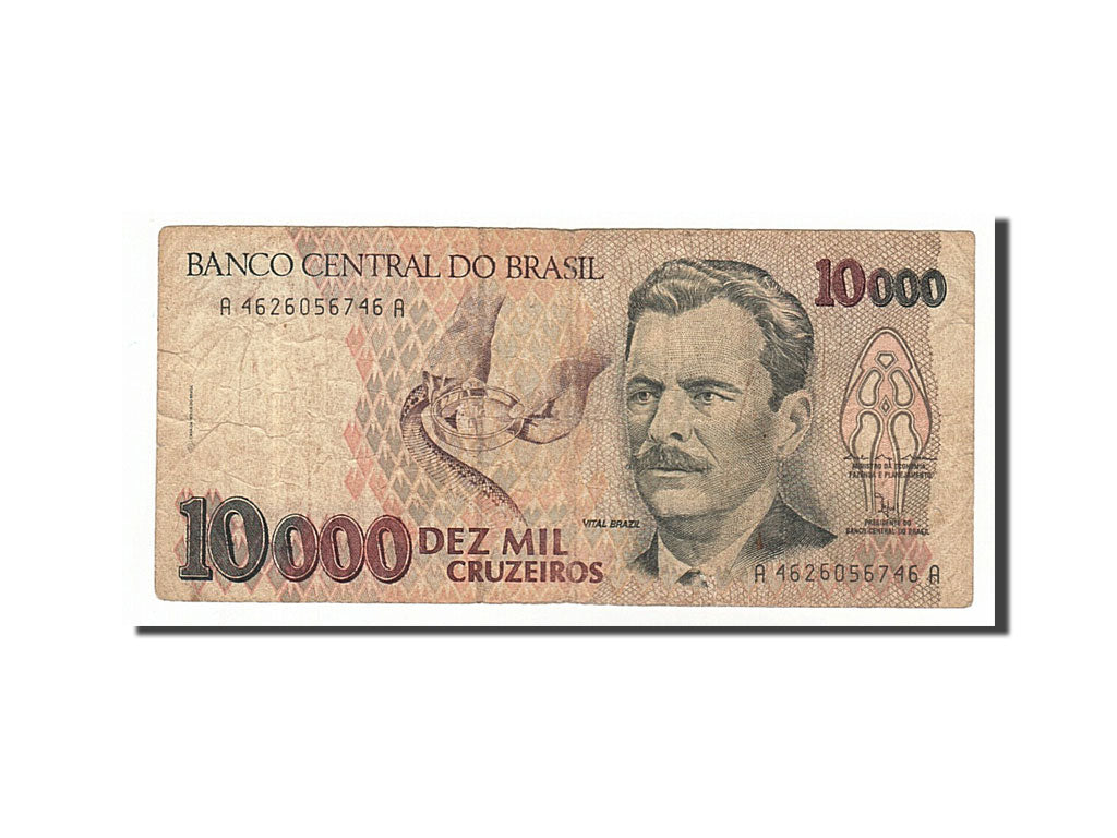 Banknote, Brazil, 10,000 Cruzeiros, 1992, VF(20-25)
