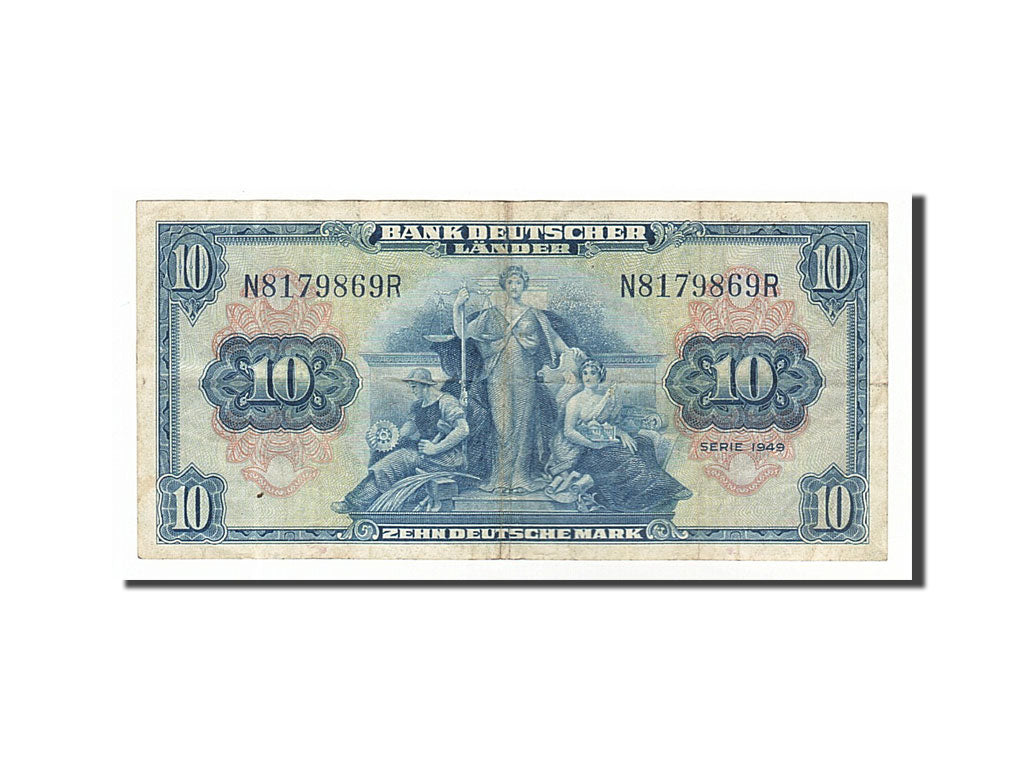 Geldschein, Bundesrepublik Deutschland, 10 Deutsche Mark, 1949, 1949-08-22, SS