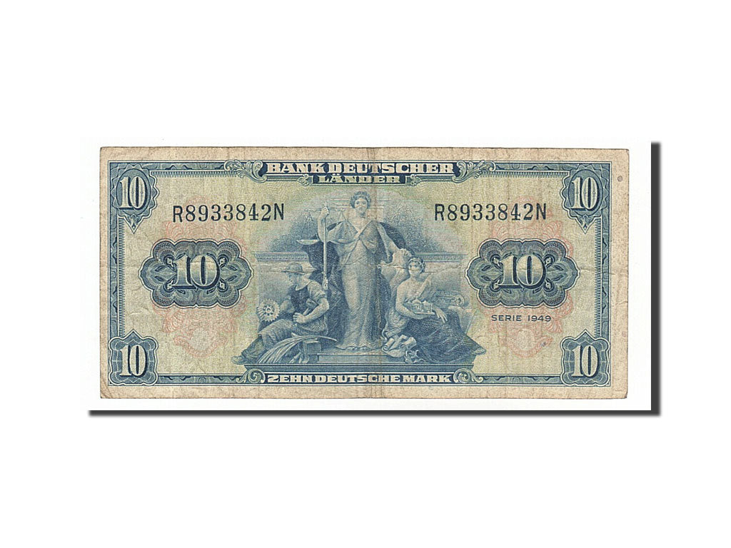 Billet, République fédérale allemande, 10 Deutsche Mark, 1949, 1949-08-22, TB