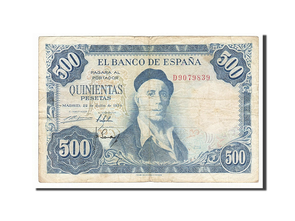 Banknot, Hiszpania, 500 Pesetas, 1954, 1954-07-22, VF(20-25)