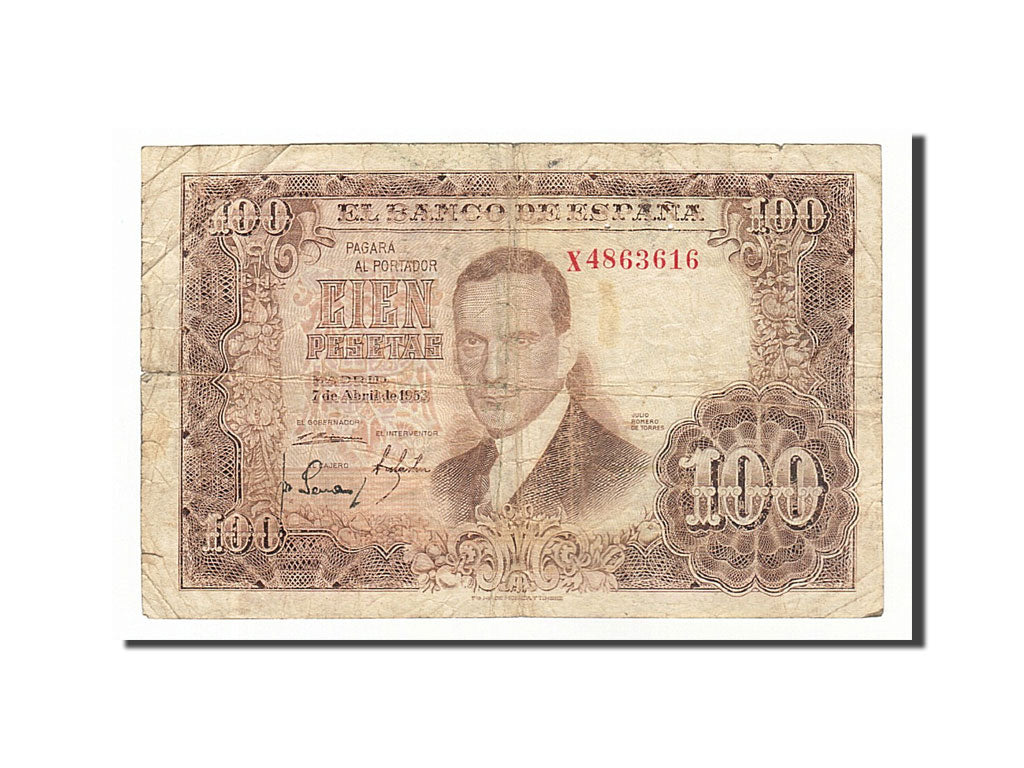 Banknote, Spain, 100 Pesetas, 1953, 1953-04-07, VG(8-10)