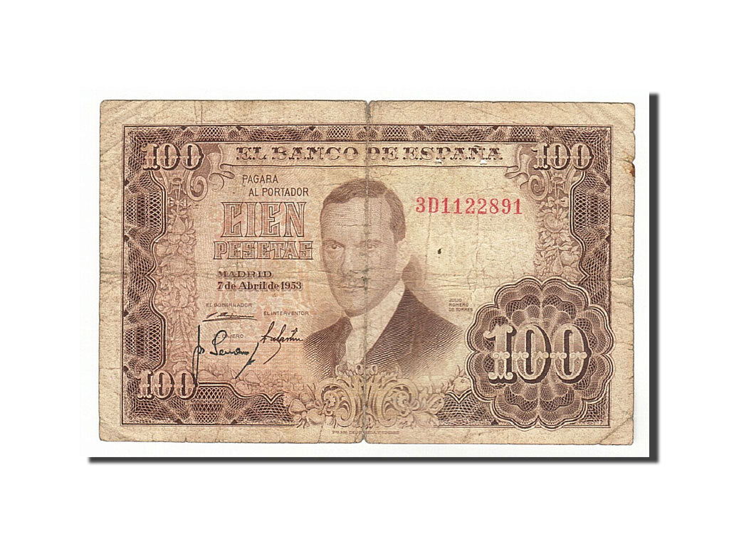 Banknote, Spain, 100 Pesetas, 1953, 1953-04-07, VG(8-10)