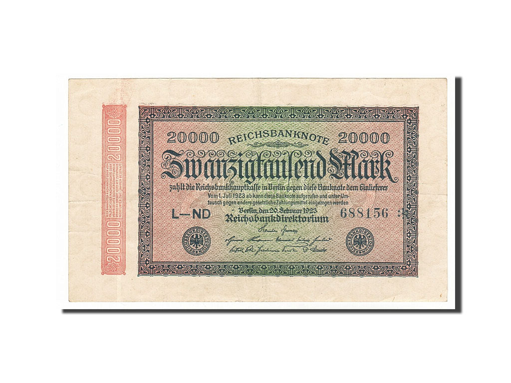 Banknote, Germany, 20,000 Mark, 1923, 1923-02-20, AU(50-53)