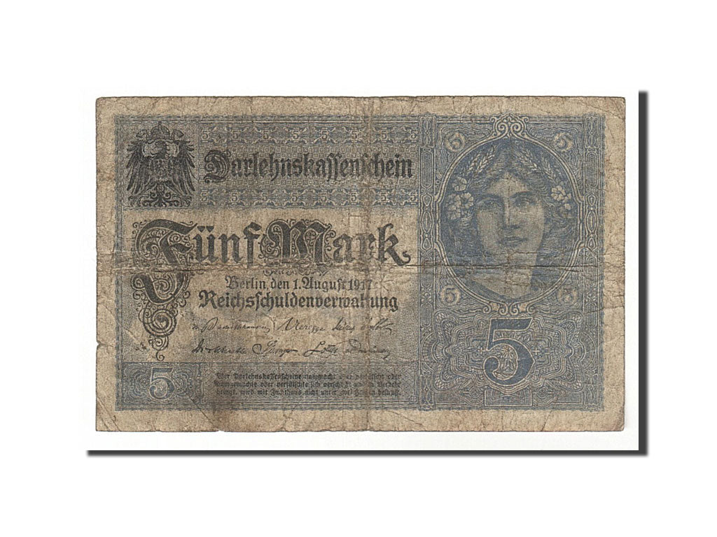 Banknote, Germany, 5 Mark, 1917, 1917-08-01, F(12-15)