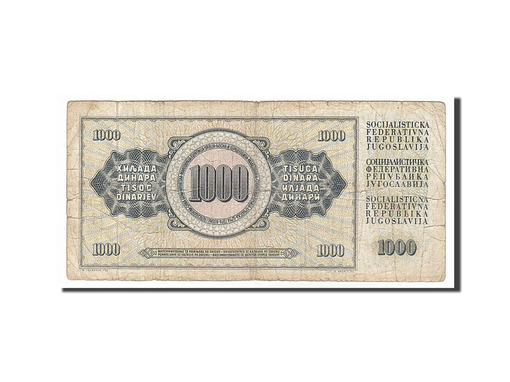 Banknote, Yugoslavia, 1000 Dinara, 1978, 1978-08-12, VG(8-10)