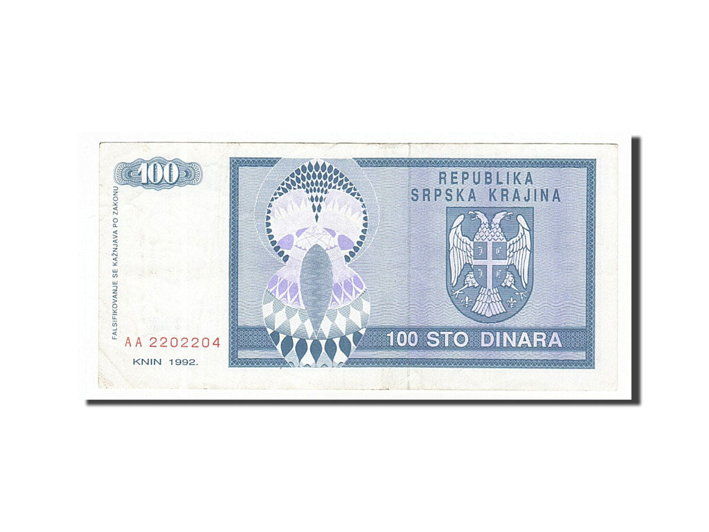 Billete, 100 Dinara, 1992, Bosnia - Herzegovina, MBC