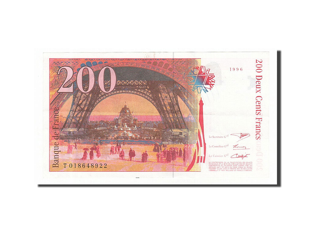 Banknote, France, 200 Francs, 200 F 1995-1999 ''Eiffel'', 1996, AU(50-53)