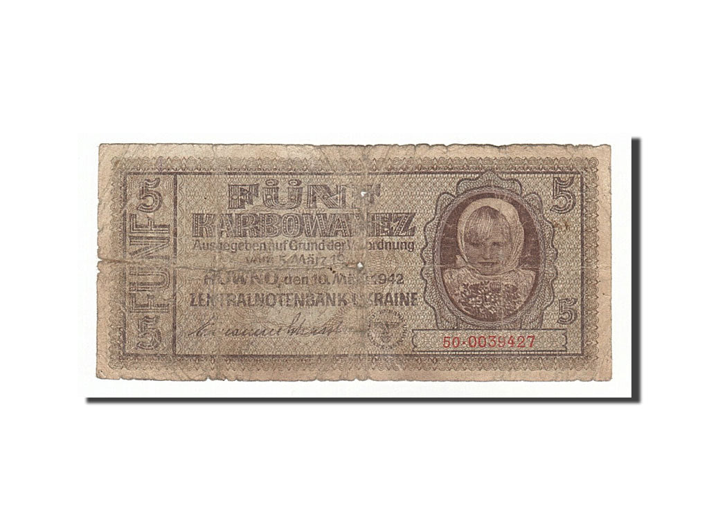 Geldschein, Ukraine, 5 Karbowanez, 1942, 1942-03-10, SGE