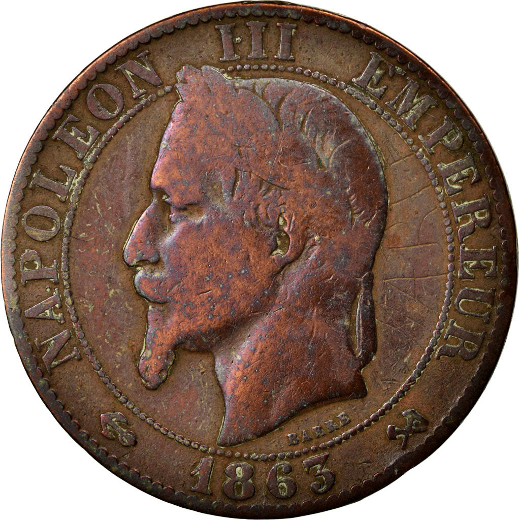 Moneta, Francia, Napoleon III, Napoléon III, 5 Centimes, 1863, Bordeaux, B