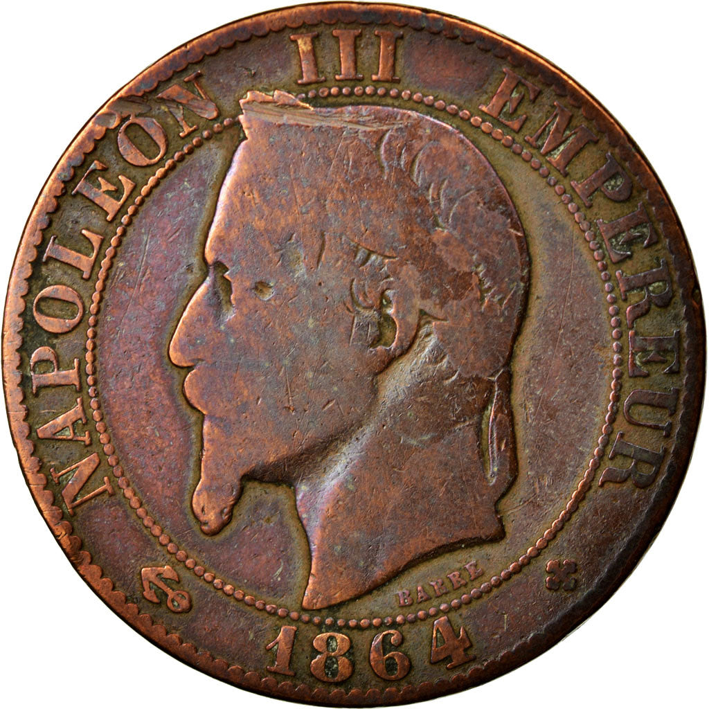 Moneta, Francia, Napoleon III, Napoléon III, 5 Centimes, 1864, Strasbourg, B
