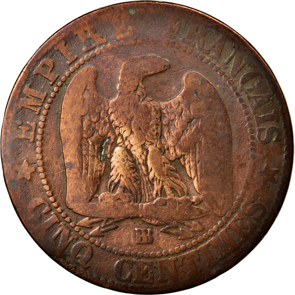 Moneta, Francia, Napoleon III, Napoléon III, 5 Centimes, 1864, Strasbourg, B