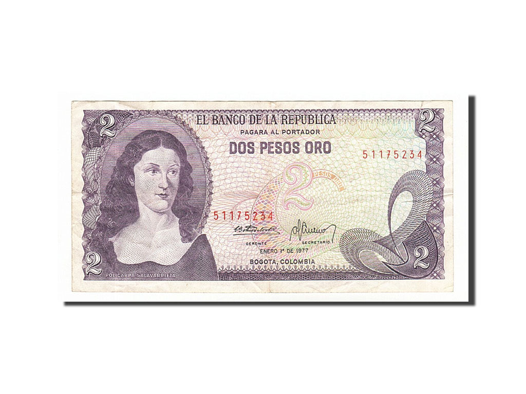 Banknote, Colombia, 2 Pesos Oro, 1977, 1977-01-01, EF(40-45)