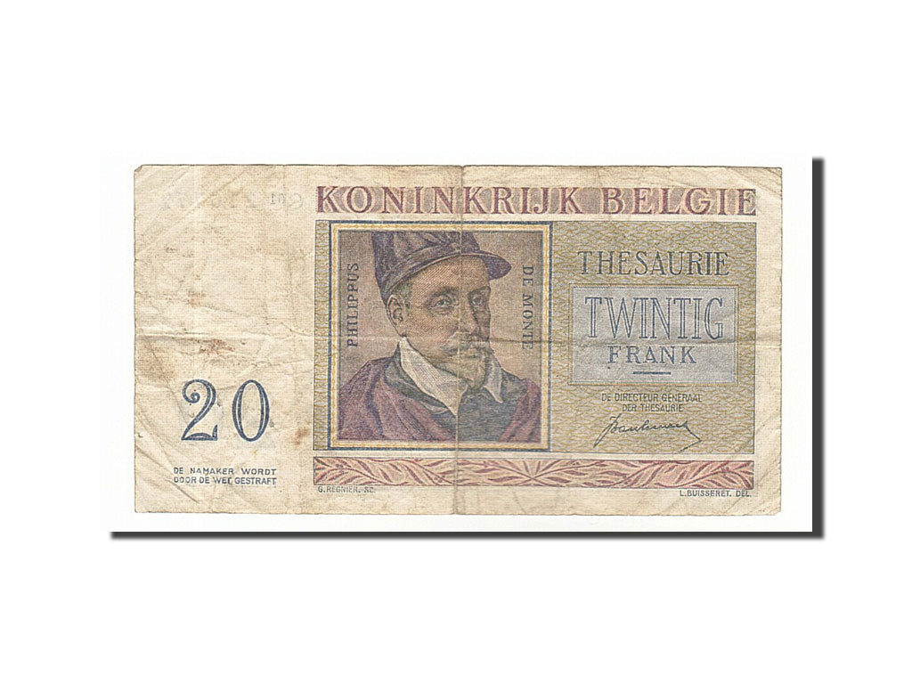 Banknote, Belgium, 20 Francs, 1950, 1950-07-01, VF(20-25)