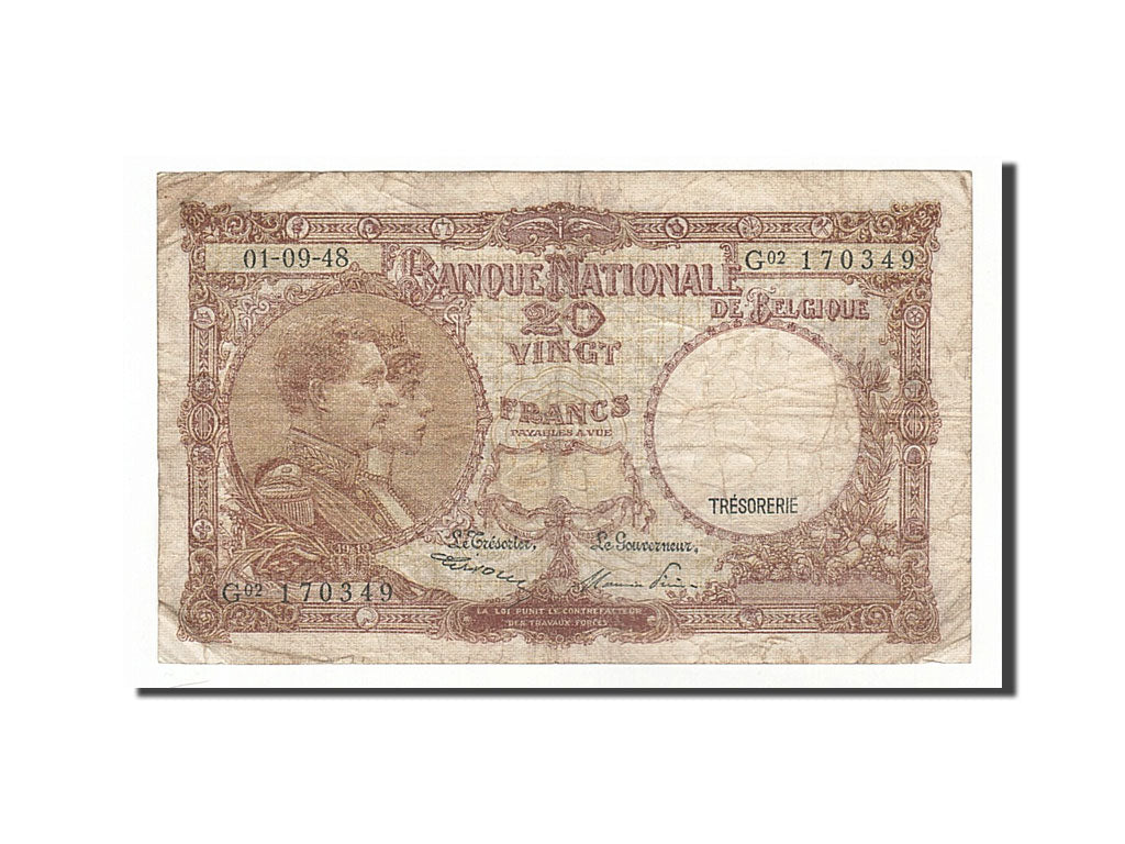 Banknote, Belgium, 20 Francs, 1948, 1948-09-01, VF(20-25)