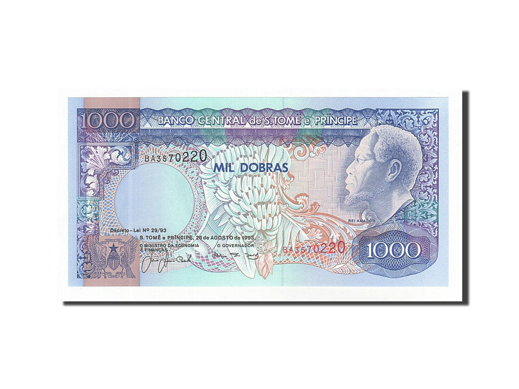Biljet, Sint Thomas en Prince, 1000 Dobras, 1993, 1993-08-26, NIEUW