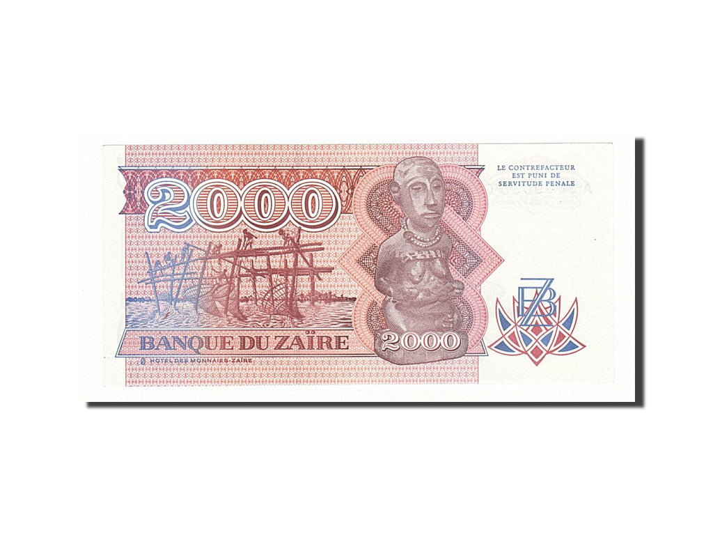 Banknote, Zaire, 2000 Zaïres, 1991, 1991-10-01, UNC(65-70)