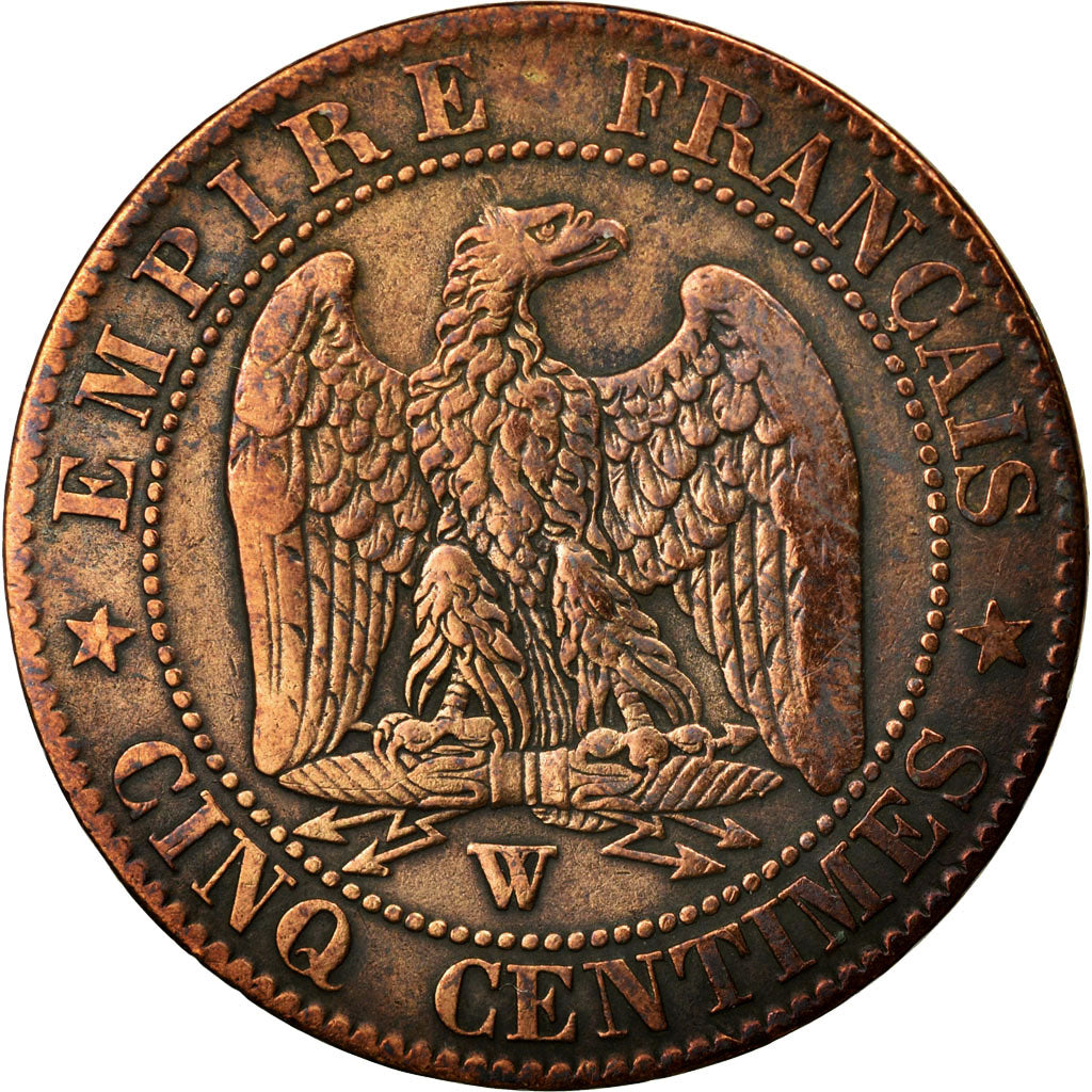 Moneda, Francia, Napoleon III, Napoléon III, 5 Centimes, 1855, Lille, BC+