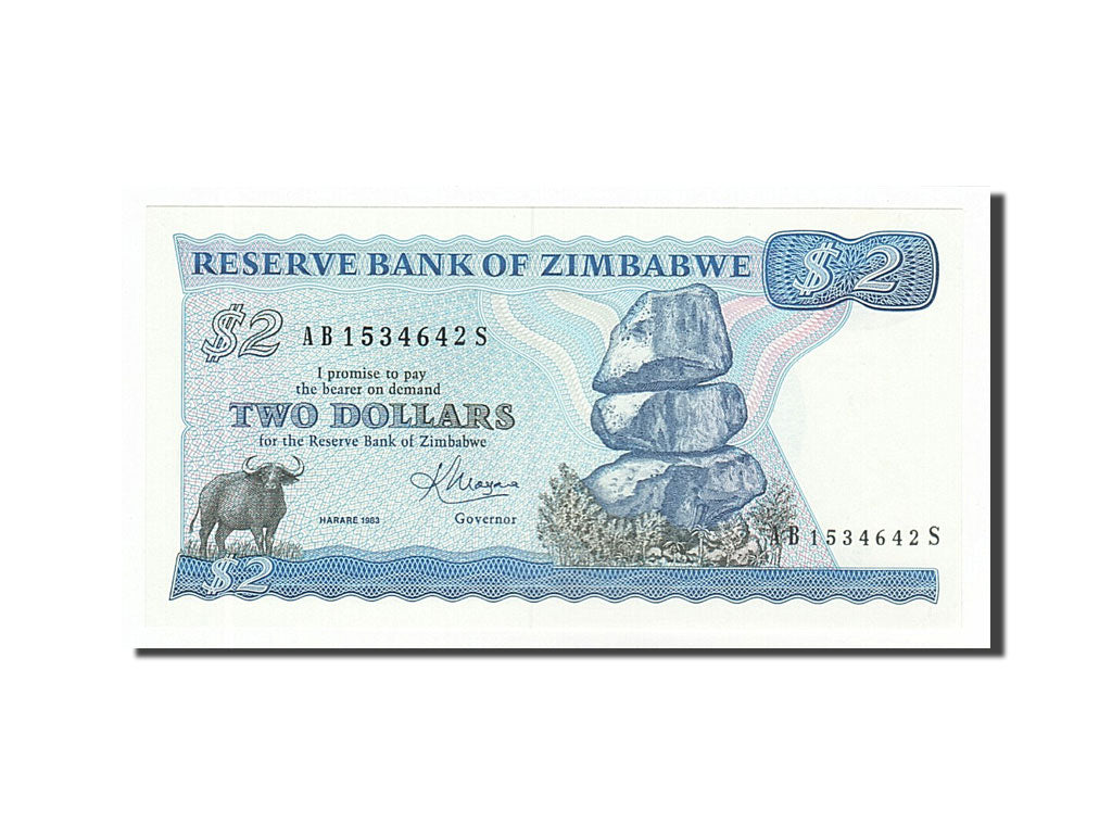 Geldschein, Simbabwe, 2 Dollars, 1983, UNZ