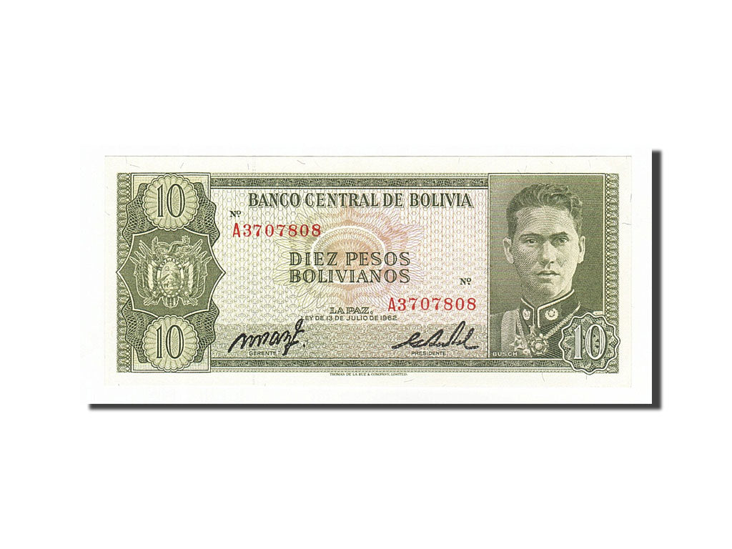 Banknote, Bolivia, 10 Pesos Bolivianos, 1962, 1962-07-13, UNC(65-70)