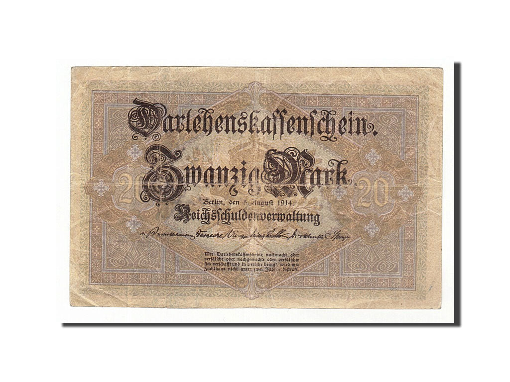 Banknote, Germany, 20 Mark, 1914, 1914-08-05, VF(30-35)