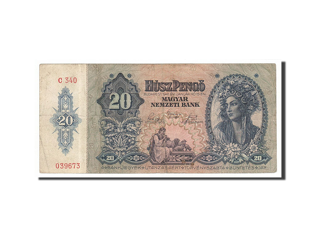 Banknote, Hungary, 20 Pengö, 1941, 1941-01-15, VF(30-35)