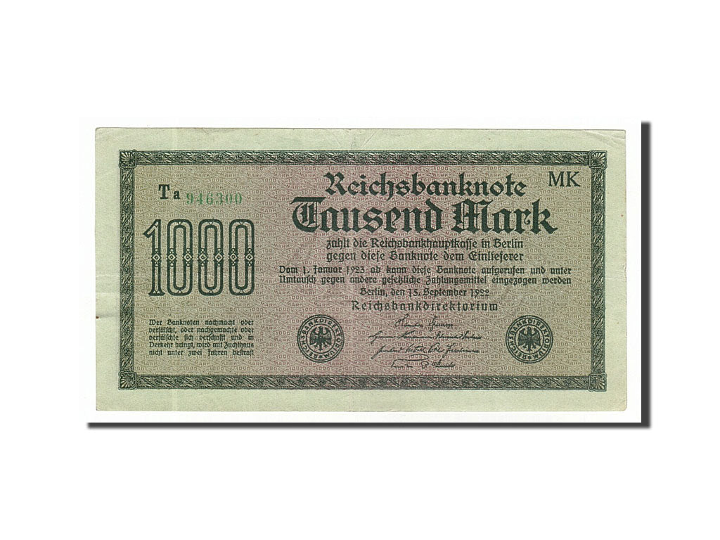 Banknote, Germany, 1000 Mark, 1922, 1922-09-15, AU(55-58)