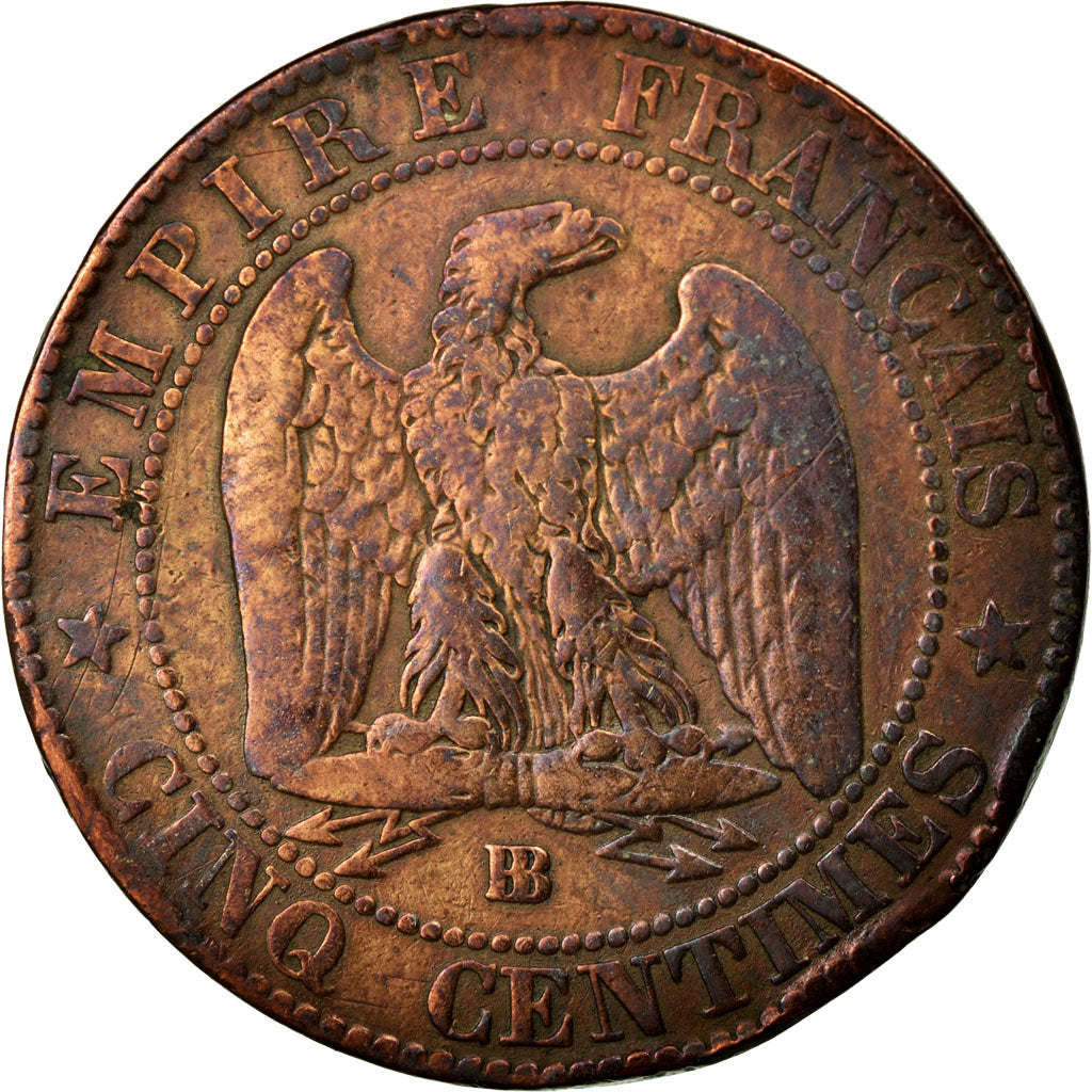 Moneta, Francia, Napoleon III, Napoléon III, 5 Centimes, 1855, Strasbourg, MB