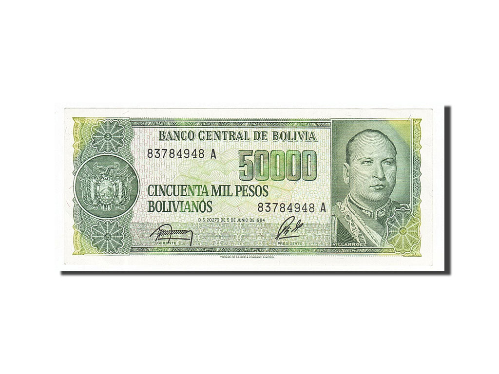 Banknot, Bolivia, 50,000 Pesos Bolivianos, 1984, 1984-06-05, UNC(60-62)