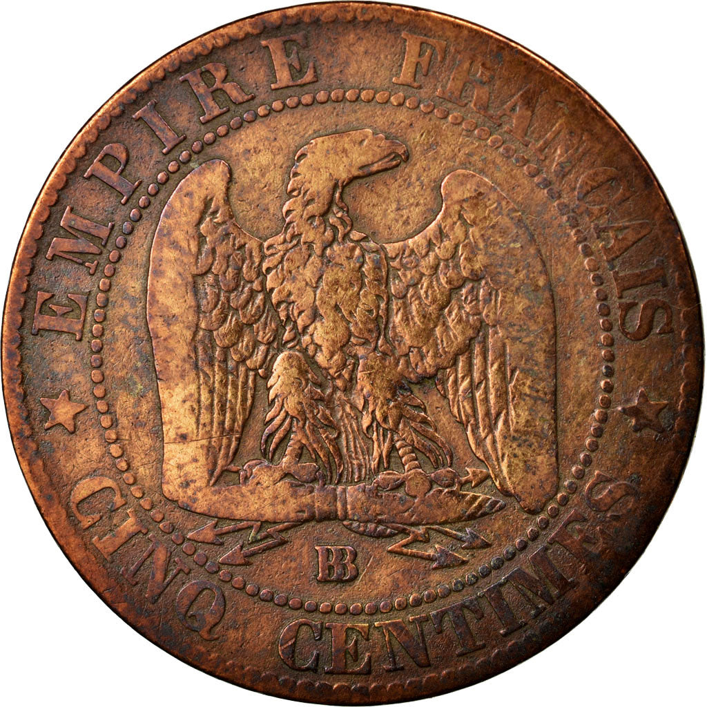 Moneta, Francia, Napoleon III, Napoléon III, 5 Centimes, 1855, Strasbourg, B+