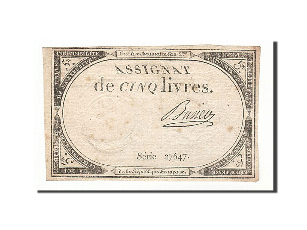 Banknote, France, 5 Livres, 1793, Busier, EF(40-45), KM:A76, Lafaurie:171